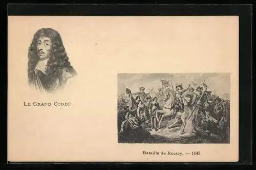 Künstler-AK Rocroy, Le Grand Condé von Frankreich, Bataille de Rocroy 1643