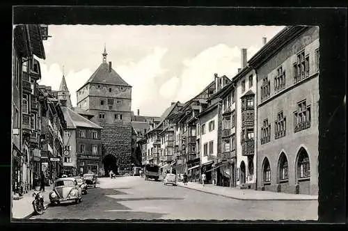 AK Rottweil am Neckar, Hauptstrasse mit Geschäften und Schwarzem Tor