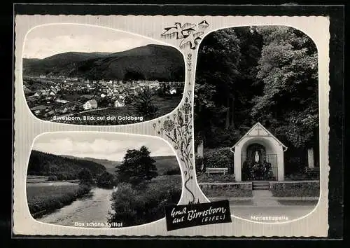 AK Birresborn /Eifel, Blick auf den Goldberg, Marienkapelle, Kylltal