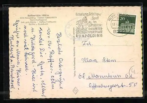 AK Ruhpolding, Gasthof Raffner Alm im Schnee, Innenansicht, Terrasse