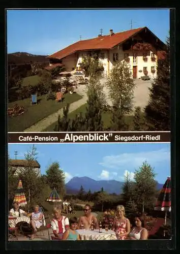 AK Siegsdorf-Riedl /Obb., Cafe-Pension Alpenblick, Garten