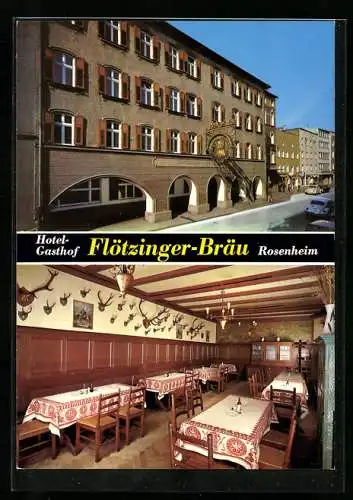 AK Rosenheim /Inn, Hotel-Restaurant Flötzinger-Bräu, Kaiserstrasse 5, Innenansicht