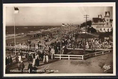 AK Cranz, Ostseebad, Promenade mit Strand