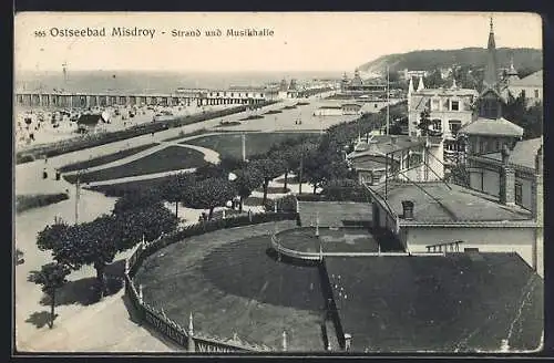 AK Misdroy, Ostseebad, Strand und Musikhalle