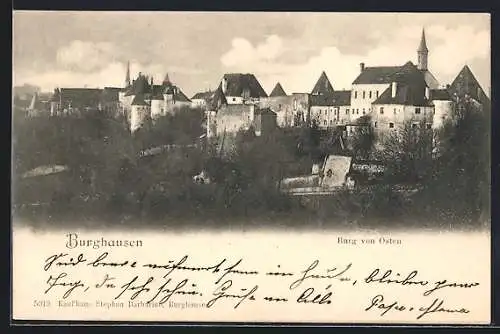 AK Burghausen / Salzach, Burg von Osten