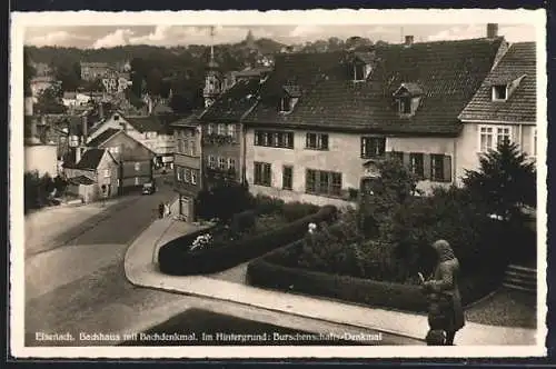 AK Eisenach, Bachhaus mit Bachdenkmal, Burschenschafts-Denkmal