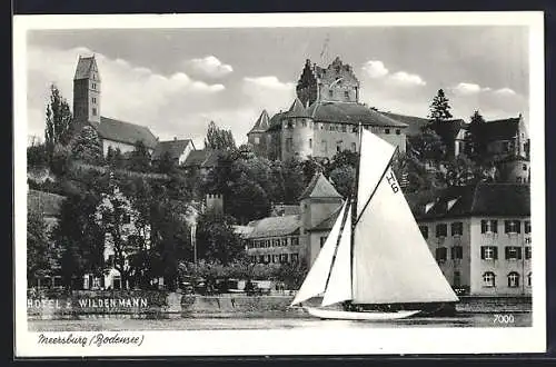 AK Meersburg, Hotel zum Wilden Mann, mit Segelboot