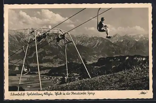 AK Bolsterlang /Allgäu, Schwebelift mit Blick in die Oberstdorfer Berge