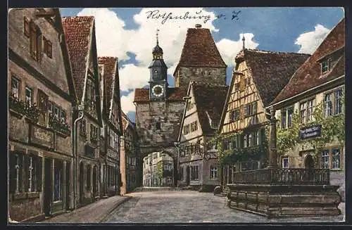 Künstler-AK Rothenburg a. T., Rödergasse mit Markusturm