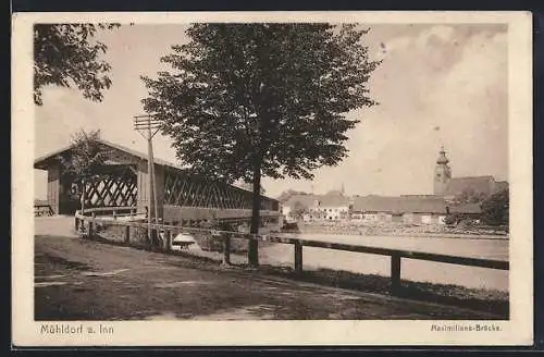 AK Mühldorf / Inn, Partie an der Maximiliansbrücke