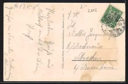 AK Mühldorf / Inn, Partie an der Maximiliansbrücke