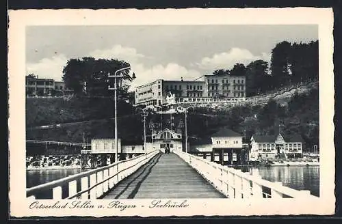 AK Sellin, Seebrücke mit Blick auf die Strandhotels