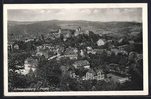 AK Schwarzenberg i. Erzgeb., Teilansicht mit Kirche