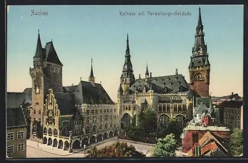 AK Aachen, Rathaus mit Verwaltungs-Gebäude