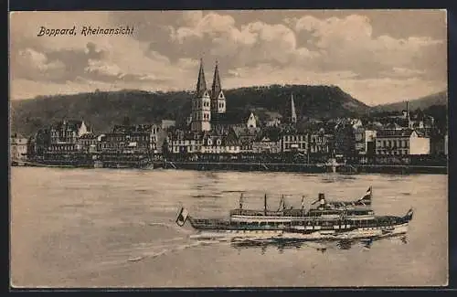 AK Boppard, Rheinansicht mit Kirche