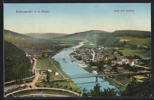 AK Bodenwerder a. d. Weser, Blick vom Eckberg auf den Ort