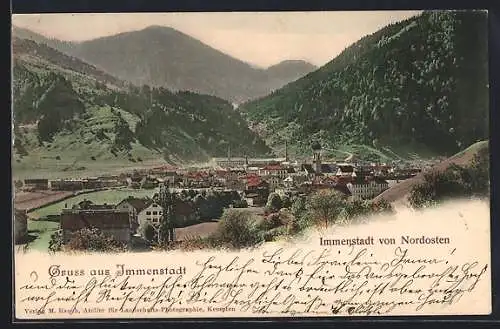 AK Immenstadt, Blick von Nordosten auf die Ortschaft