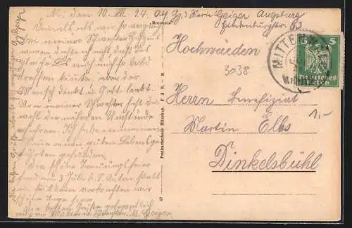 AK Mittenwald, Unterer Markt gegen Karwendel blickend