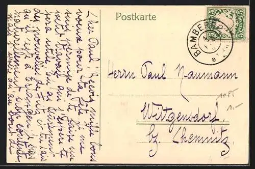 AK Bamberg, Die alte Residenz und Denkmal des Fürstbischofs von Erthal