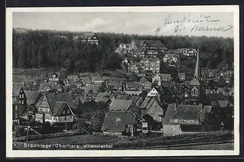 AK Braunlage /Oberharz, Villenviertel mit Kirche