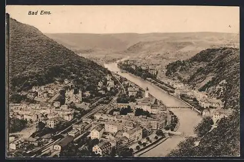 AK Bad Ems, Teilansicht mit Brücken