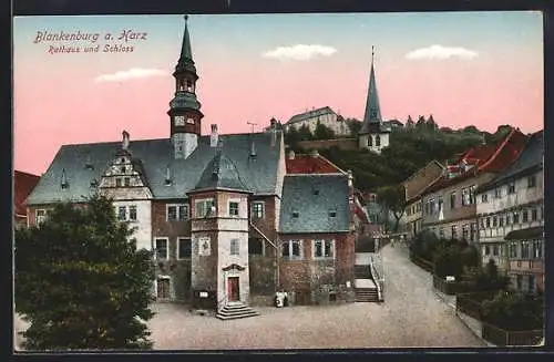 AK Blankenburg / Harz, Rathaus und Schloss