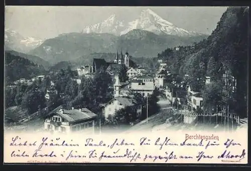 AK Berchtesgaden, Ortsansicht mit Watzmann