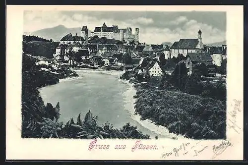 AK Füssen, Teilansicht mit Schloss