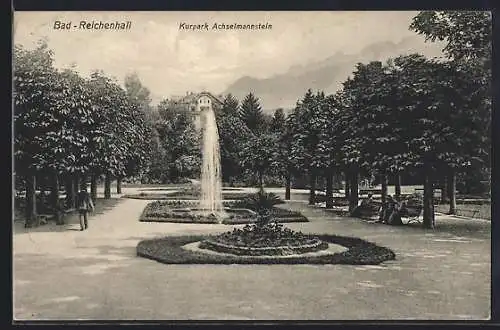 AK Bad-Reichenhall, Kurpark Achselmannstein mit Springbrunnen