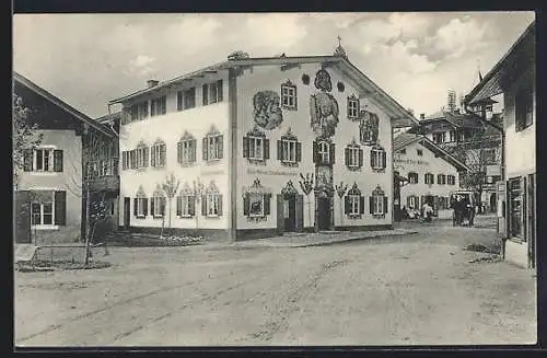 AK Oberammergau, Bemaltes Haus