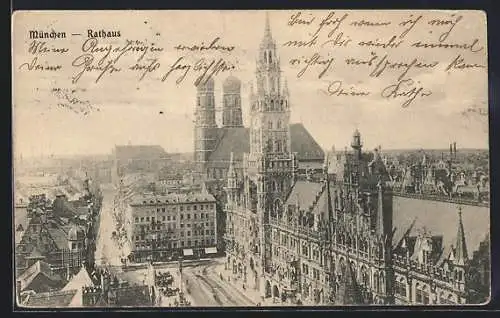 AK München-Au, Rathaus mit Frauenkirche