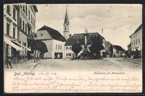 AK Bad Aibling, Marktplatz mit Mariensäule