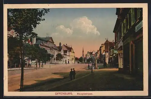 AK Offenburg, Blick in die Hauptstrasse