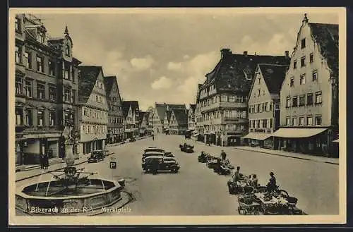 AK Biberach / Riss, Szene am Marktplatz