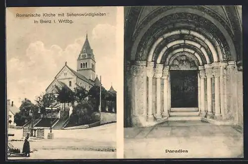 AK Brenz / Württ., Romanische Kirche mit Sehenswürdigkeiten, Paradies