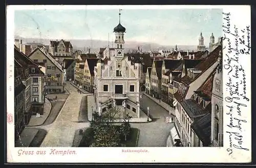 AK Kempten / Allgäu, Rathausplatz aus der Vogelschau