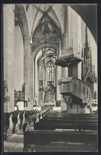 AK Alt-Frankfurt, St. Leonhardskirche, Innenansicht mit Kanzel und Altar