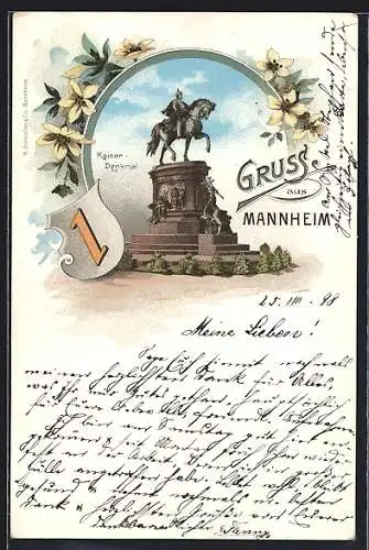 Lithographie Mannheim, Das Kaiser-Denkmal