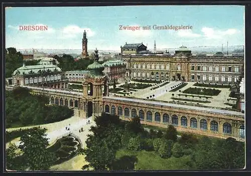 AK Dresden, Zwinger mit Gemäldegalerie