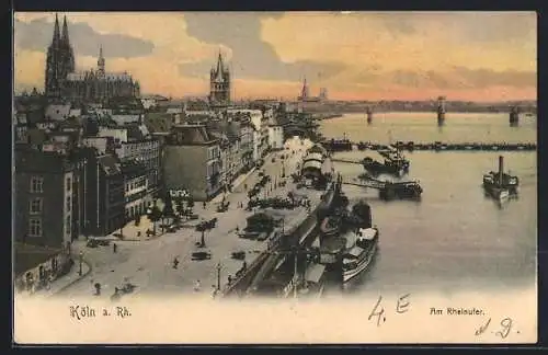 AK Köln a. Rh., Am Rheinufer aus der Vogelschau