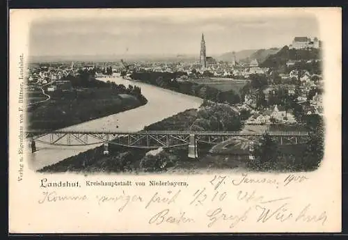 AK Landshut / Isar, Totalansicht aus der Vogelschau