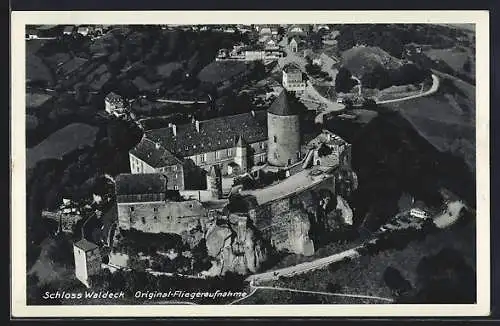 AK Waldeck / Edersee, Schloss Waldeck, Hotel-Restaurant-Pension Schloss Waldeck R. Stephan vom Flugzeug aus