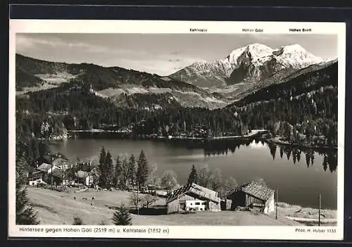 AK Hintersee / Ramsau, Ortsansicht gegen Hohen Göll u. Kehlstein