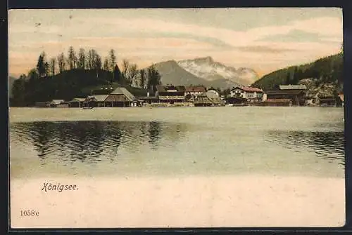 AK Königsee / Berchtesgaden, Teilansicht mit Bergen