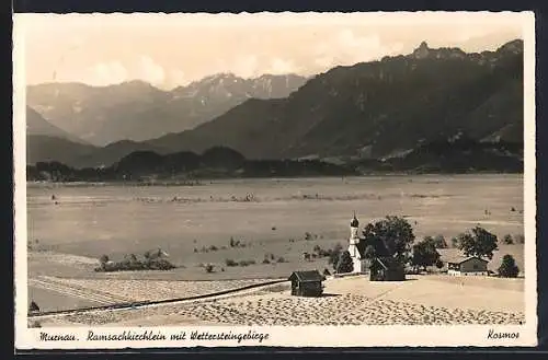 AK Murnau / Obb., Ramsachkirchlein mit Wettersteingebirge