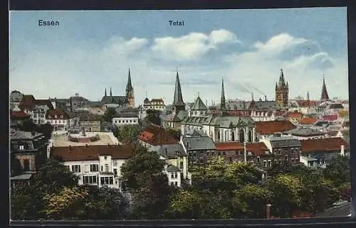 AK Essen / Ruhr, Totalansicht mit Kirche