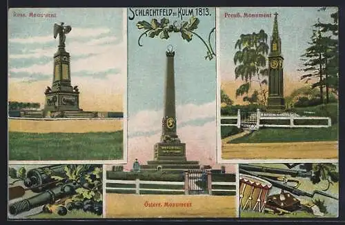 AK Kulm, Schlachtfeld von 1813, Russisches und Preussisches Monument