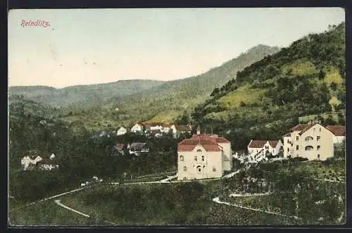 AK Reindlitz, Ortsansicht gegen die Berge