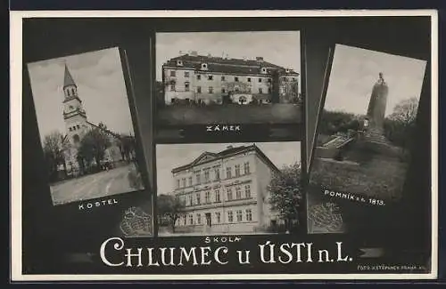 AK Chlumec u Ústi n. L., Kostel, Zámek, Pomník, Skola