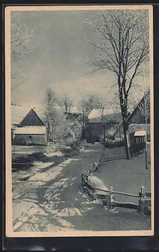 AK Schönwald i. Erzg., Strassenpartie im Winter